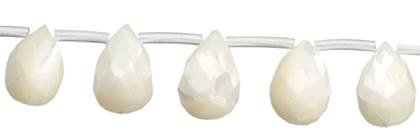 8x12mm drop faceted top drill white mother of pearl bead
