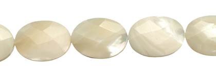 8x10mm oval faceted white mother of pearl bead