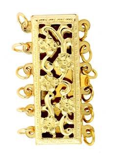 Gold Filled Rectangle Filigree Multi-Rows Clasp