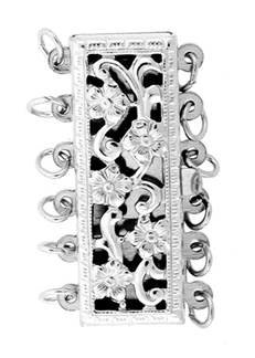 ss 12x23mm 6 strands multi-strand filigree rectangle clasp