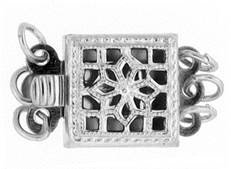 ss 8x13mm 3 strands multi-strand filigree square clasp