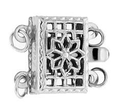 ss 10x12mm 2 strands multi-strand double sided filigree rectangle clasp