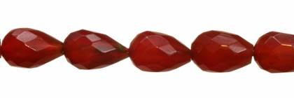 12x20mm drop faceted drill through red agate bead