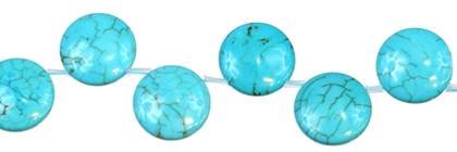20mm coin top drilled light blue crazy stabilized turquoise