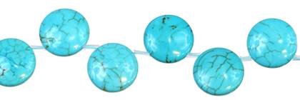 20mm coin top drilled light blue crazy stabilized turquoise
