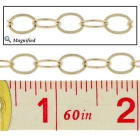 gold filled 6.0mm chain width flat oval cable chain