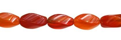 8X18MM FOUR TWIST RED AGATE NATURAL COLOR BEAD