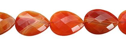 13x18mm pear faceted drill through red agate natural color bead