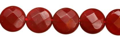 10mm coin faceted red agate bead