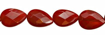 25x30mm pear faceted drill through red agate bead