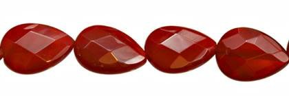 Red Agate Bead Drill Through Faceted Pear Shape
