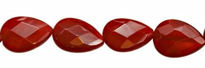 Red Agate Bead Drill Through Faceted Pear Shape