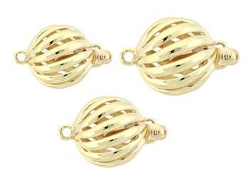 14K Hollow Spiral Ball Clasp