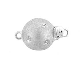 14kw 9mm diamond accent matt ball clasp