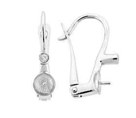 14kw 4.3mm cup leverback earring with diamond accent