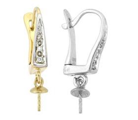 14K DIAMOND PEARL DROP LEVERBACK EARRING 24240-14K