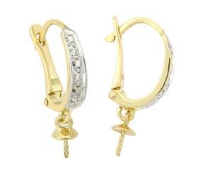 14ky 3.8mm cup leverback earring with diamond accent