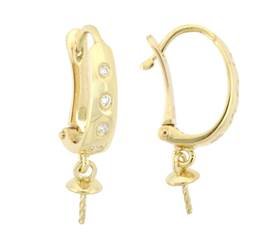 14ky 4mm cup leverback earring with diamond accent