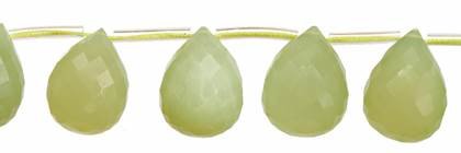 8x12mm drop faceted top drill new jade bead