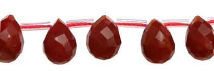 8x12mm drop faceted top drill red agate bead
