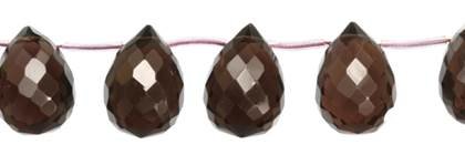 6x9mm drop faceted top_drill smoky quartz