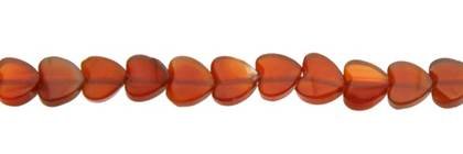 6mm flat heart red agate bead