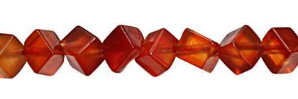 4mm dice corner drill through red agate natural color bead