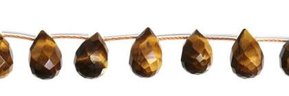 Tiger Eye Bead Topside Hole Faceted Drop Shape