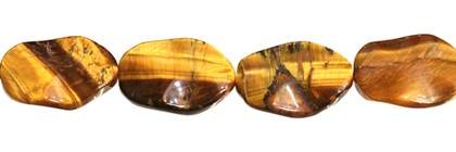 18x25mm wave oval drill through tiger eye bead