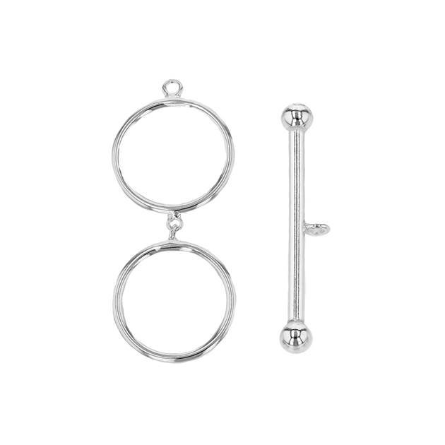 sterling silver 1.5x15mm 2-rings toggle clasp