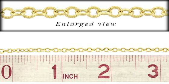 gold filled 2.4mm chain width knurl oval cable chain
