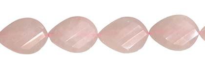 22x30mm pear faceted twist drill through rose quartz bead