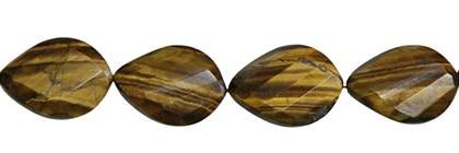 22X30MM PEAR FACETED TWIST DRILL THROUGH TIGER EYE BEAD