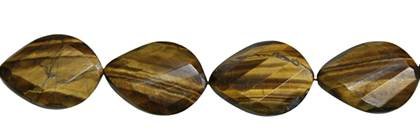 22x30mm pear faceted twist drill through tiger eye bead