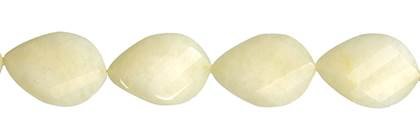 22X30MM PEAR FACETED TWIST DRILL THROUGH YELLOW JADE BEAD