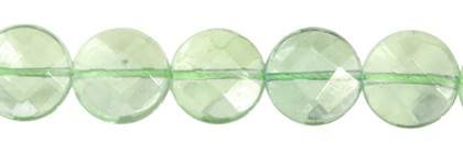 Green Fluorite Bead Coin Shape Faceted Gemstone