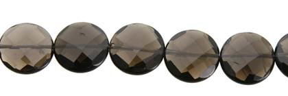 15mm coin faceted smoky quartz