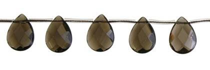 10x10mm pear faceted top drill smoky quartz