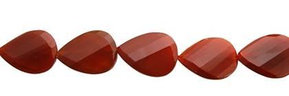 22x30mm pear faceted twist drill through red agate bead