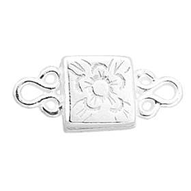 sterling silver 8.2mm engraved flower square magnetic clasp