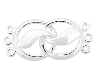 sterling silver 13mm multi-strand round hook and eye clasp