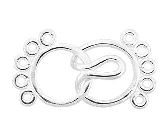 sterling silver 13mm multi-strand round hook and eye clasp