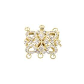 14ky 3 strands diamond accent fancy filigree clasp