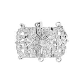 14kw 3 strands diamond accent fancy rectangle clasp
