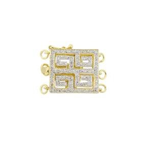 14ky 3 strands diamond accent textile square clasp
