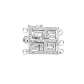 14kw 3 strands diamond accent textile square clasp