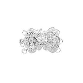 14kw 3 strands diamond accent fancy bow clasp
