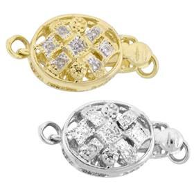 14K Diamond Accent Oval Bead Clasps