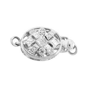 14kw 1 strand diamond accent fancy oval clasp