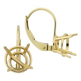 14ky 3mm round 4 prong leverback earring